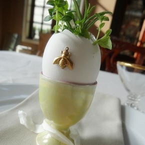 Charmed Easter Place Setting Idea with Herbs & Egg Cups Charmed Easter Place Setting Idea with Herbs & Egg Cups
