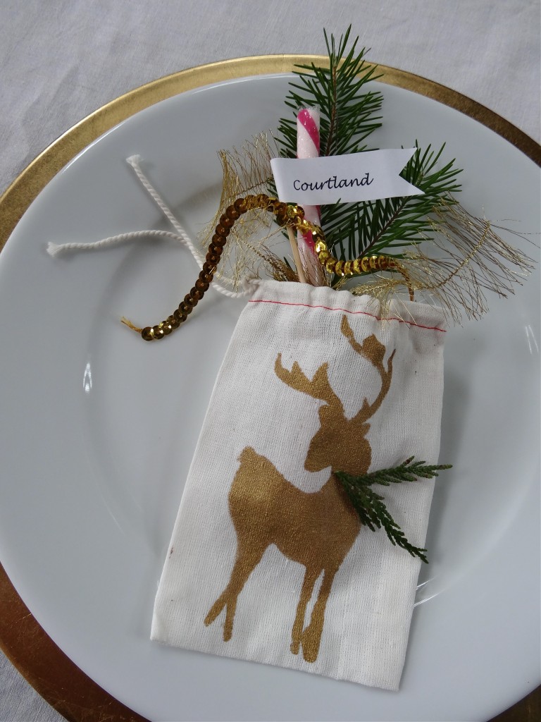 DIY Holiday table Idea - Deer Stencil via Monica Hart La Famiglia Design