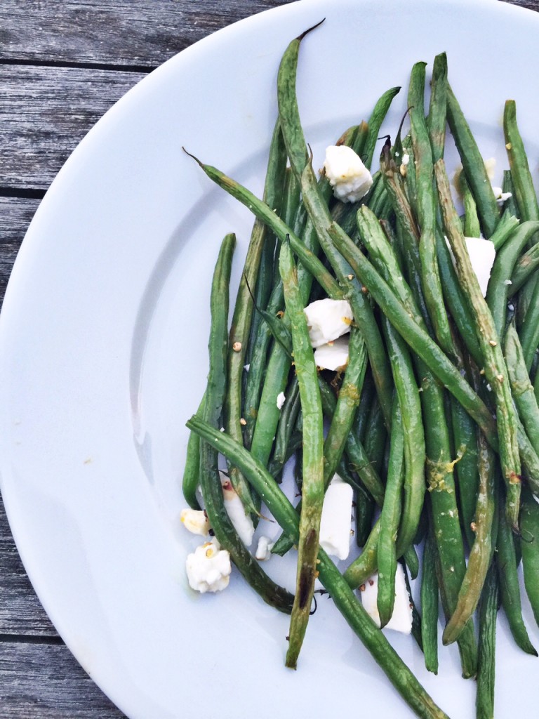 Roasted French Green Beans with Feta and Lemon