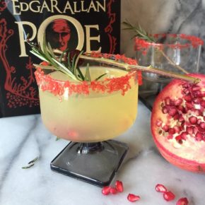 A Smoking Hot Halloween Cocktail - Poe Pomegranate and Rosemary Smoked Martini Drop